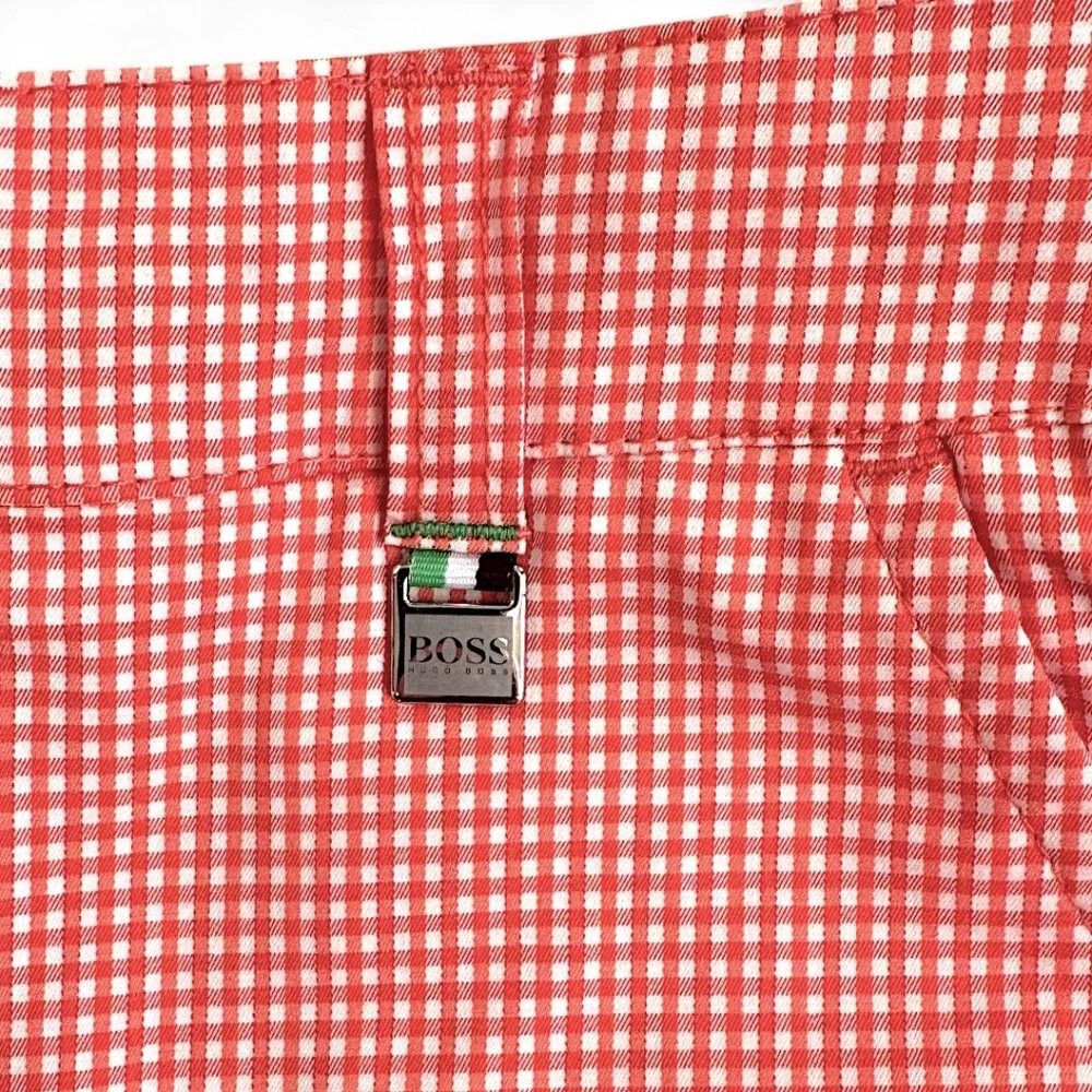 BOSS Hugo Boss Red Gingham Regular Fit Shorts - Women's US Size 6